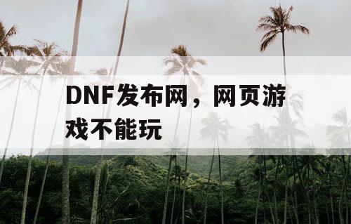 DNF发布网，网页游戏不能玩