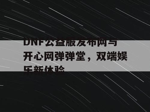 DNF公益服发布网与开心网弹弹堂，双端娱乐新体验